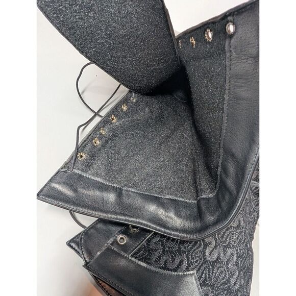 Victorian Goth Lace Up Boots Black Regency Kitten Heel Size 4.5-5 Pirate Cosplay - Picture 14 of 14